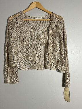 Soulmates Silk Crocheted Lace Bolero - Ivory